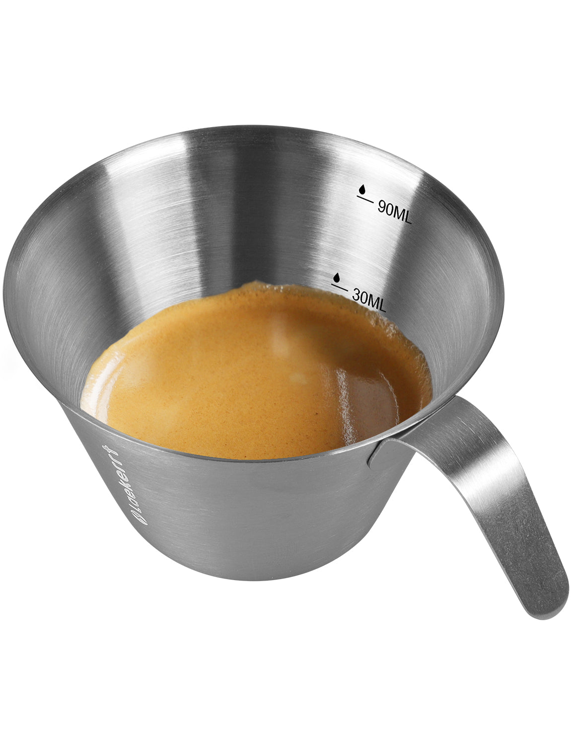 Laekerrt Stainless Steel Espresso Cups, Coffee Mugs with Handle, with Spout, Easy to Pour, Unbreakable Metal Expresso Accessories, Suit for Espresso Machine and Coffee Maker, Matte Silver 3 Oz (90ml)