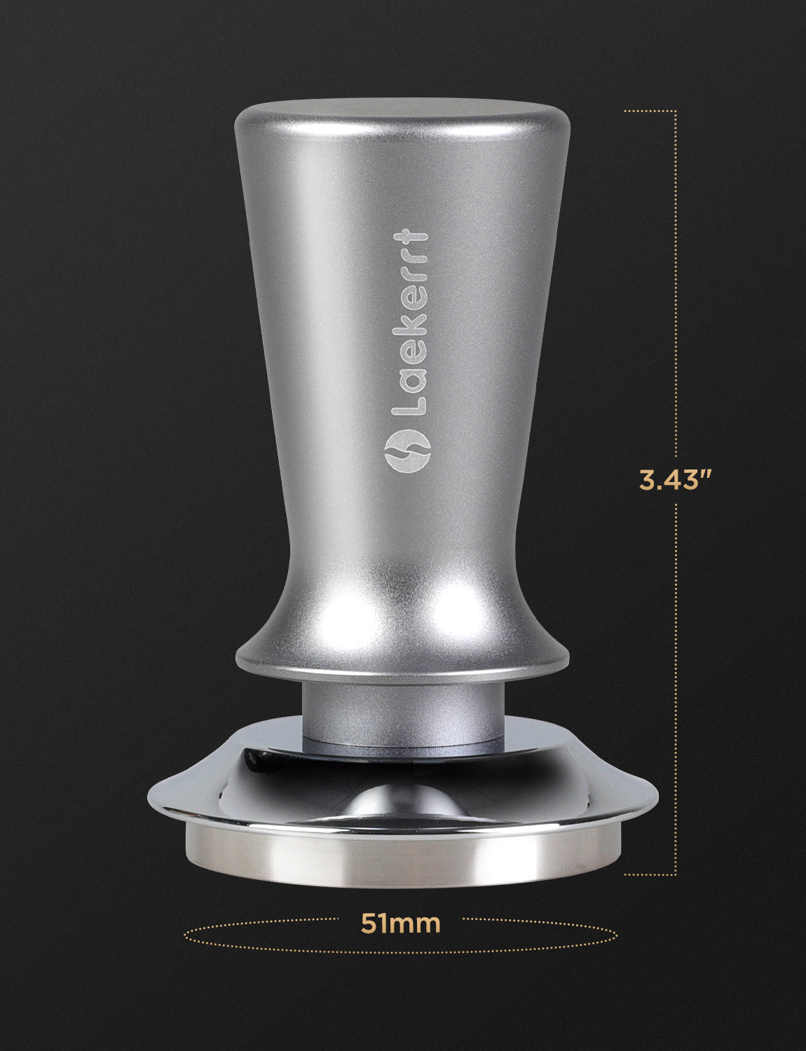 Laekerrt 51mm Stainless Steel Espresso Tamper, Barista Coffee Tamper with Calibrated Spring Loaded, 100% Flat Tamper Fits for Espresso Machine 51mm Portafilter Basket, Espresso Hand Tamper Tools
