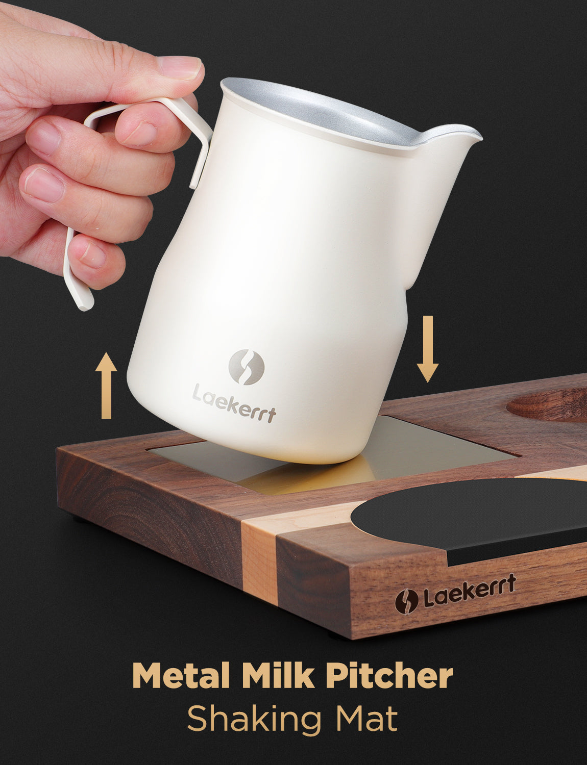 Laekerrt Espresso Tamping Station, Coffee Tamping Base, Natural Walnut Wood Coffee Station, Fits All Espresso 51mm-58mm Accessories, with Non-Slip Silicone Tamping Mat, Storage Tamping Shaking 3 IN 1