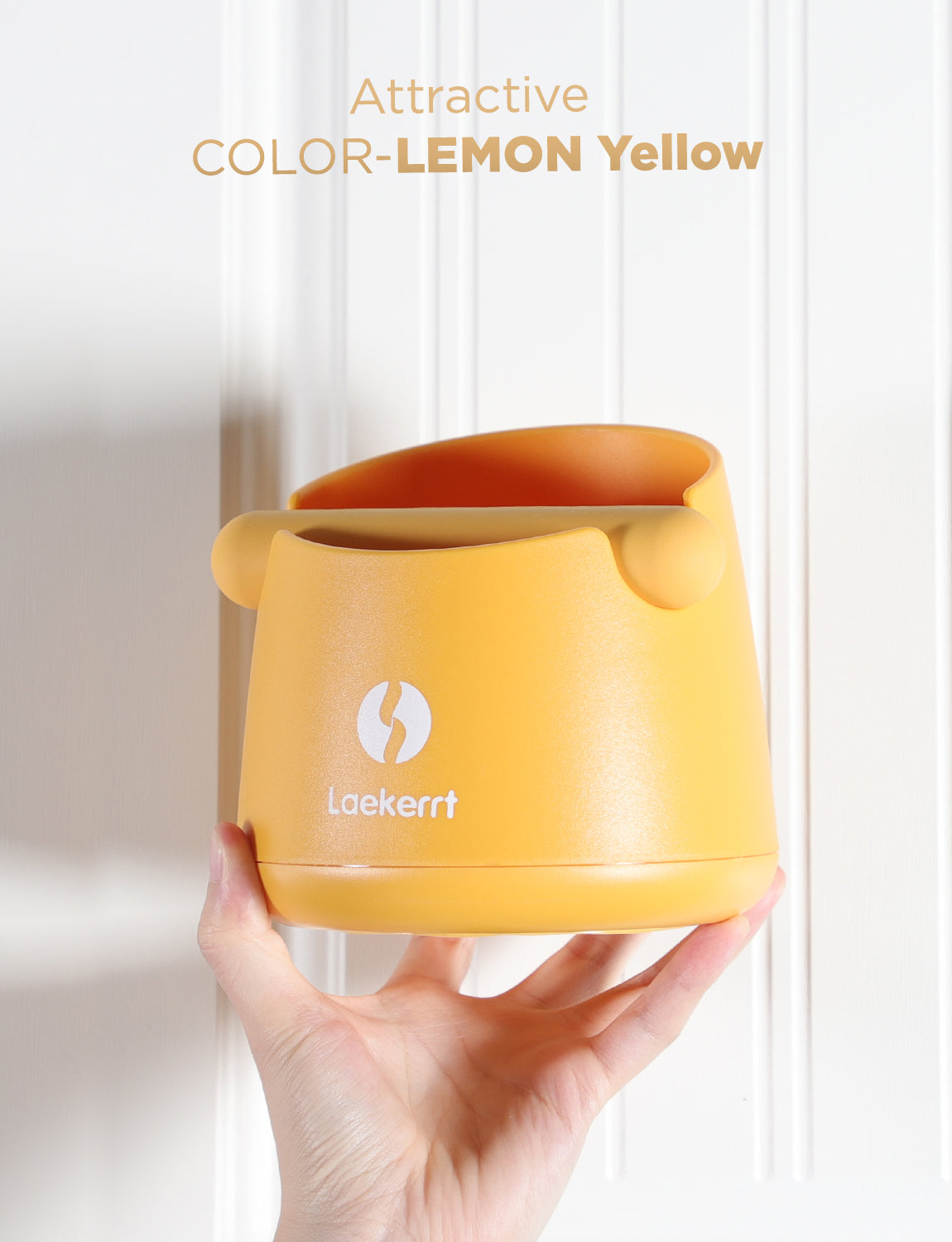 Laekerrt Espresso Knock Box, Compact Mini Coffee Grounds Knock Box, Shock-Absorbent Durable, with Removable Knock Bar and Non-Slip Base, Breville Espresso Machine Accessories Gift, Yellow 4.5 Inch