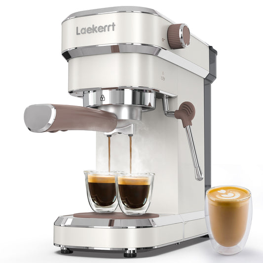 Laekerrt Espresso Machine 20 Bar CMEP01 Espresso Maker with Milk Frother Steam Wand, Professional Espresso Coffee Machine for home Barista (Pear White, Upgrade Professional Steam Pipe)