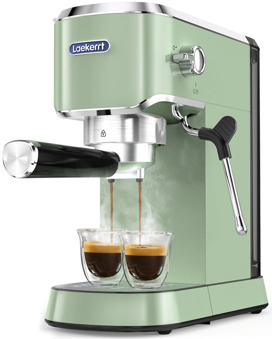 Laekerrt Espresso Machine 20 Bar Espresso Maker CMEP02 with Milk Frother Steam Wand, Retro Home Expresso Coffee Machine for Cappuccino and Latte (Green) Gift for Coffee Lovers, Mom, Friend, Family