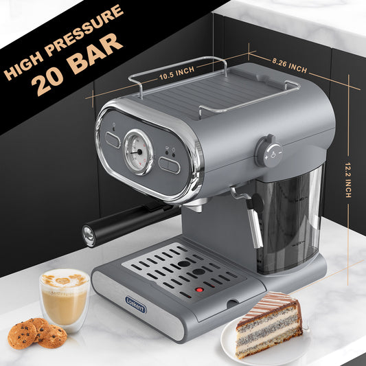 MICHELANGELO Stainless Steel Espresso Coffee Machine with Milk Frother,  Small Coffee Maker for Home, 15 Bar - Cappuccino, Latte