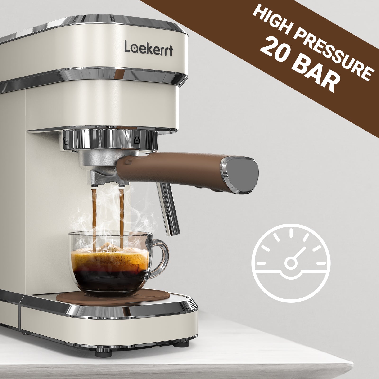 20 Bar Pump Espresso Coffee Maker W/ Milk Frother Wand- Latte/Macchiato/ Espresso