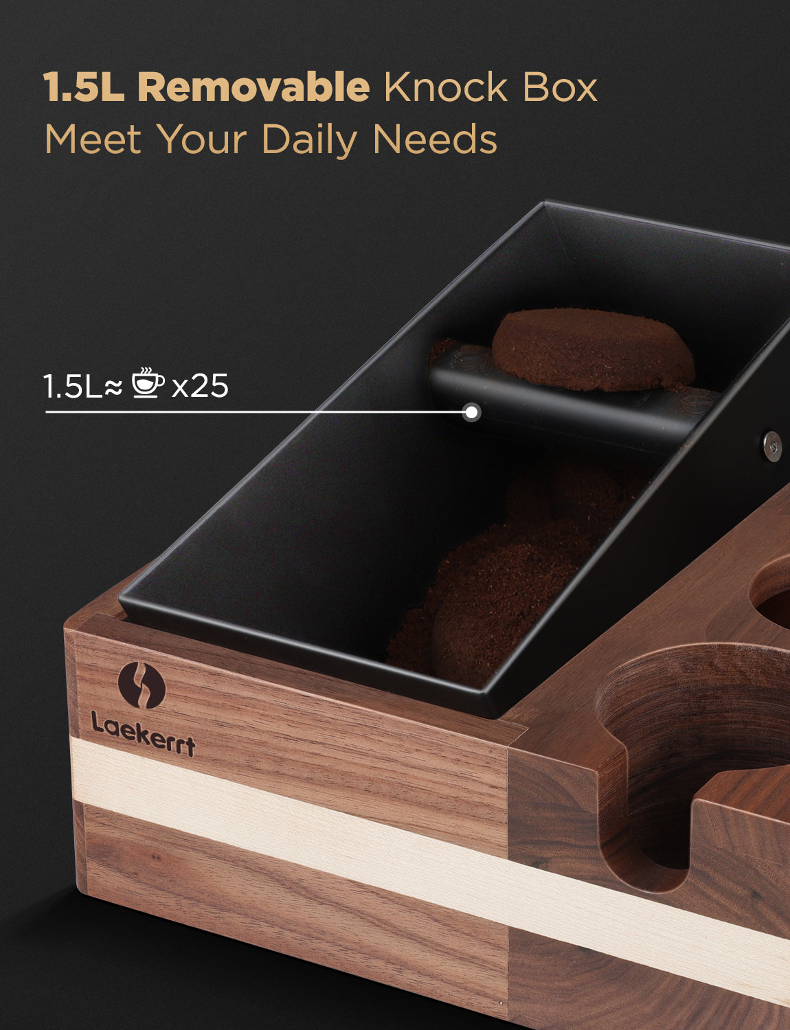Laekerrt Espresso Knock Box, Compact Mini Coffee Grounds Knock Box, Sh