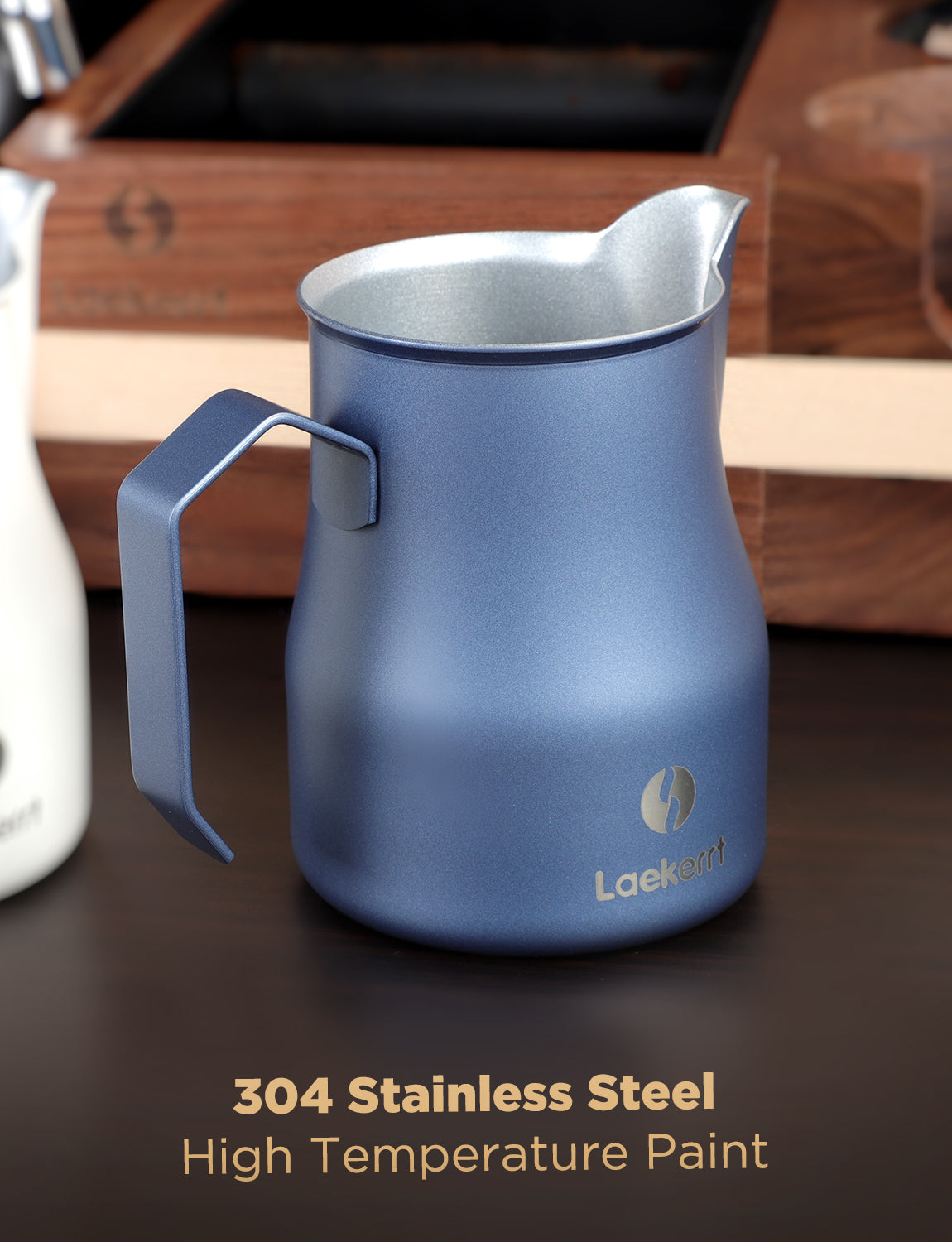 Laekerrt Milk Frothing Pitcher, Stainless Steel Coffee Tools Cup, Milk Frother Cup, Coffee Steaming Pitcher, Perfect Espresso Machine Accessories, Barista Tools, Latte Art, Navy Blue 12 Oz (350ml)
