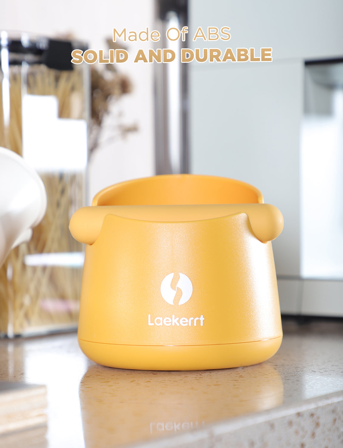 Laekerrt Espresso Knock Box, Compact Mini Coffee Grounds Knock Box, Shock-Absorbent Durable, with Removable Knock Bar and Non-Slip Base, Breville Espresso Machine Accessories Gift, Yellow 4.5 Inch