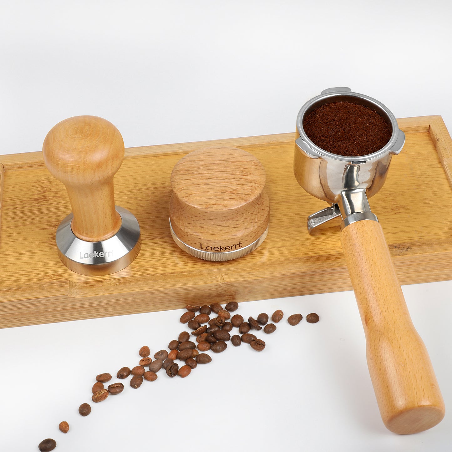 Laekerrt 51mm Espresso Tamper, Stainless Steel Base Coffee Tamper with Wood Handle, 100% Flat Tamper Tool