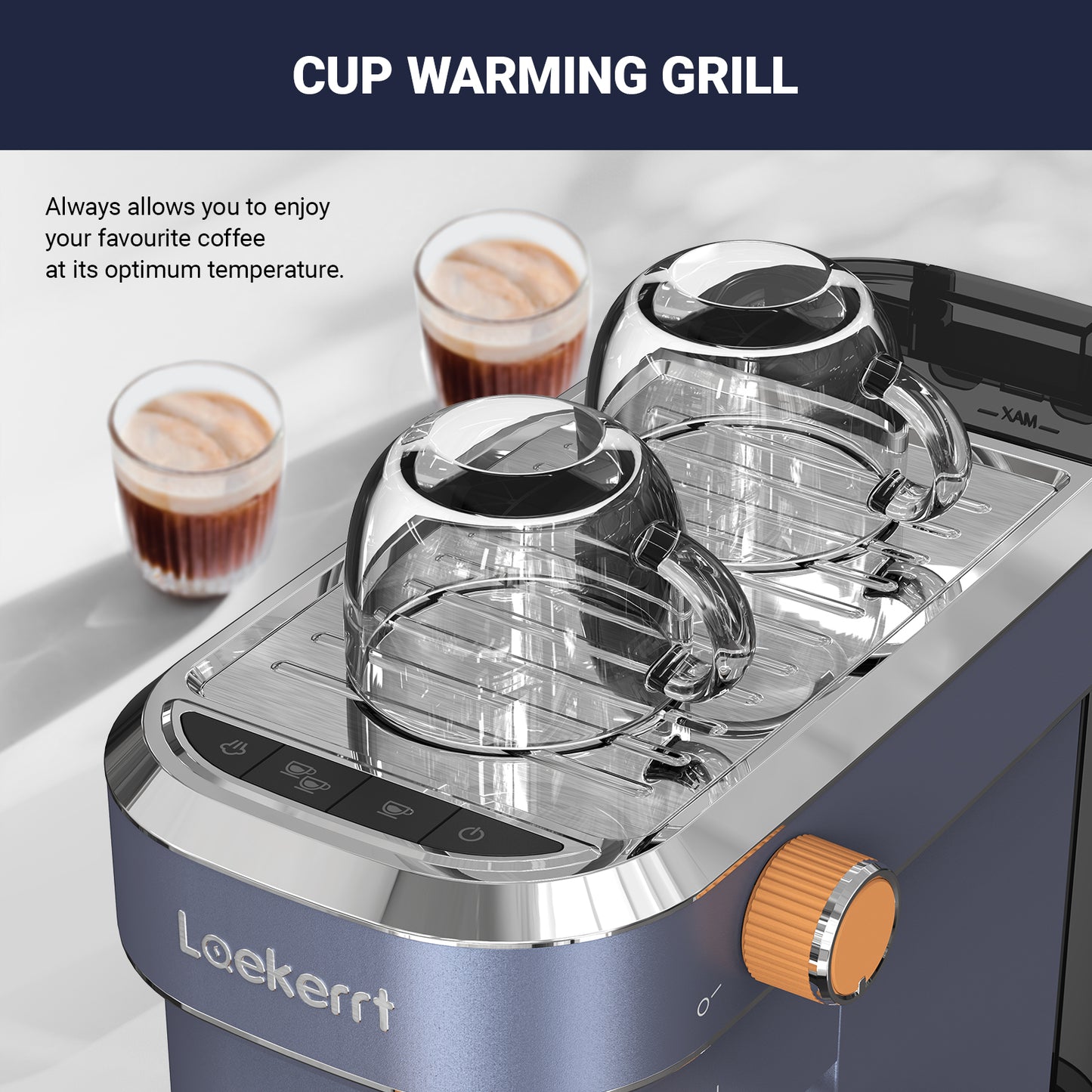Espresso Machine Laekerrt 20 Bar CMEP01 Espresso Maker with Milk Frother Steam Wand, Professional Espresso Coffee Machine for Cappuccino and Latte (Navy Blue)